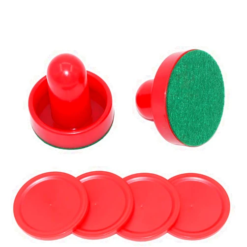 CcHuDE 2 Pcs Red Air Hockey Pushers and Air Hockey Pucks Great Goal Handles Paddles Replacement Accessories for Game Tables