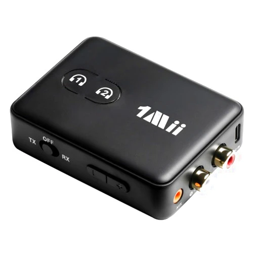 1Mii Bluetooth 5.3 Audio Adapter for TV Home Stereo, Wireless Hi-Fi Music Transmitter Receiver with 3.5mm AUX RCA AptX HD Low Latency Volume Control Dual Connection for Phone/Tablet/Laptop Speakers