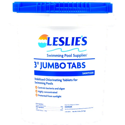 Leslie's 3 Inch Stabilized Chlorine Tablets for Sanitizing Swimming Pools - Individually Wrapped, Slow Dissolving - 90% Available Chlorine - 99% Tri-Chlor - 35 Pounds