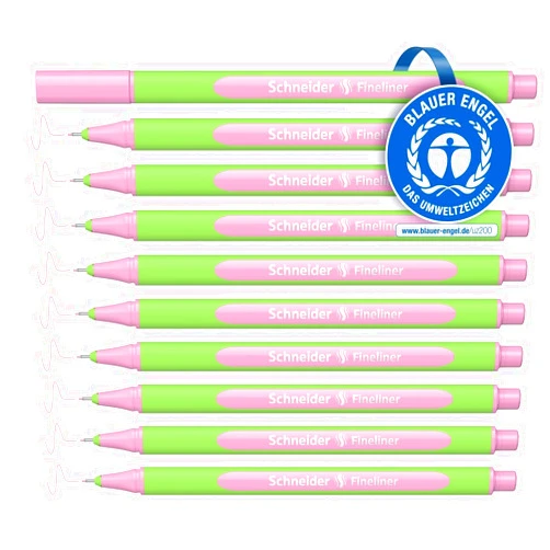 Schneider Line-Up Pastel Fineliner 0.4 mm Line Width Made of Bio-Based Plastic Awarded with The Blue Angel Pack of 10 Pastel Pink