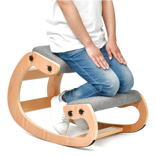 Easyego Kneeling Chair Ergonomic Posture Chair, Wood Adjustable Rocking Knee with Soft Padding, Natural Relief for Neck or Back Pain for Home Office, Max Load 300 lb