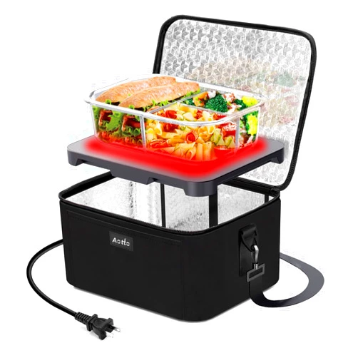 Aotto Portable Oven Personal Food Warmer - 110V Portable Mini Microwave Electric Heated Lunch Box for Work, Cooking and Reheating Meals in Office, Potlucks, Travel Hotel, Home Kitchen (Black)