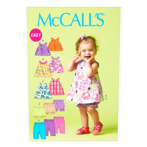 McCall's McCall Pattern Company M6912 Infants Reversible Top Dresses Bloomers and Pants, Size YA5