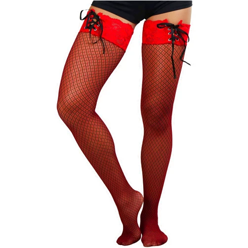 ToBeInStyle Women's Spandex Double Weaves Thigh Hi With Lace Up Lace Top