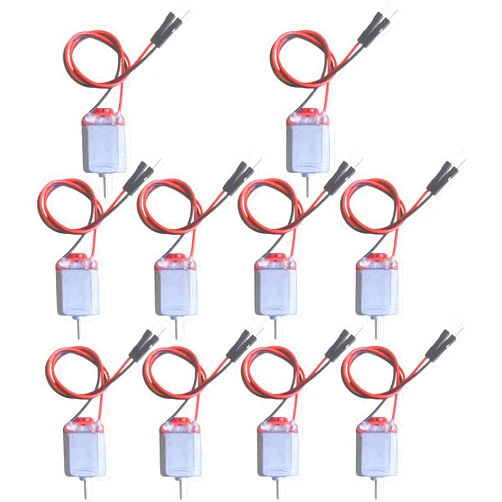 MTDELE 10Pcs Mini Small DC Motors 1.5V 3V 5V 6V 130 Micro Toy Electric Motors Compatible with for DIY Kids Projects with Male Wires
