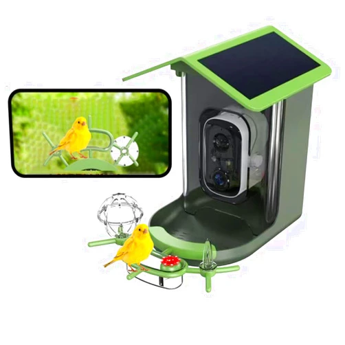 Hgcar Smart Bird Feeder with Camera – AI Bird Recognition, 130° Wide Angle, Solar & USB Powered, IP65 Waterproof, Motion Detection, Night Vision, Two-Way Audio, Cloud Storage –Watching Gift for Nature Lover