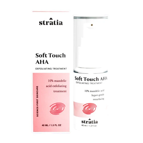 Stratia Soft Touch AHA Exfoliant - 10% Mandelic Acid Serum for Fine Lines, Skin Texture & Blemishes, 1.3 Fl Oz