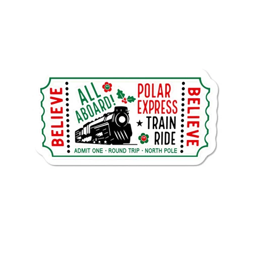 Handmade Polar Express Train Ride Ticket Sticker Christmas Magic Ticket