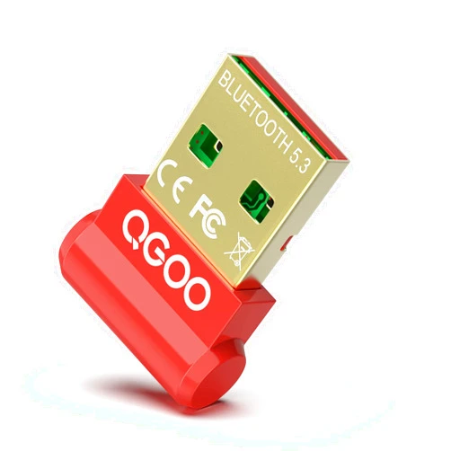 QGOO USB Bluetooth Adapter for PC - QGOO Bluetooth Dongle 5.3 EDR, Wireless Bluetooth Receiver for Desktop Computer Laptop Bluetooth Windows 10（Maroon Red）