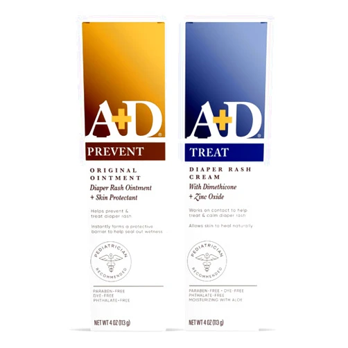 A+D Original Diaper Rash Ointment + Zinc Oxide Diaper Rash Cream 4oz Variety Pack - Prevents & Treats - Moisturizing Skin Protectant With Vitamins A & D