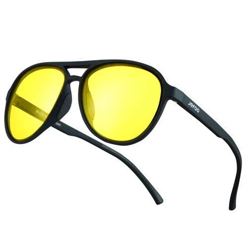 Jefoo Night Vision Glasses for Men Women Anti Glare Night Driving Glasses Polarized Yellow Lens