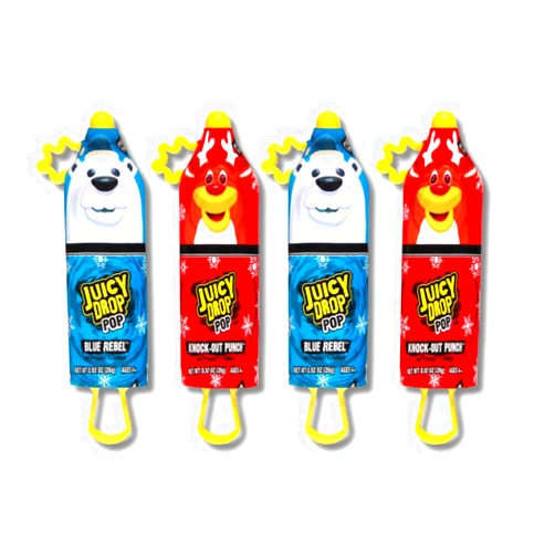 LYZA'S SWEETS & TREATS Winter Juicy Drop Pops - Polar Bear & Reindeer Assortment - Sweet & Sour Lollipops for Kids - Gift Pack of 4 By Lyza's Sweets & Treats
