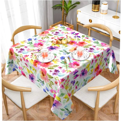 Aportt Square Tablecloth 52×52 Inch Spring Table Cloth Small Floral Cloth Tablecloths Indoor Outdoor Washable Wrinkle Free Stain Resistant Waterproof Fabric Table Cover for Square Tables Kitchen Dining Room