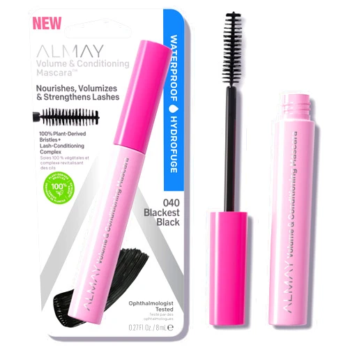 Almay Volume & Conditioning Mascara, Hydrating All Day Wear, 40 Blackest Black Waterproof, 0.27 fl oz