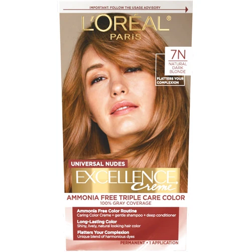 L'Oreal Paris Hair Care L’Oréal Paris Excellence Universal Nudes Permanent Hair Color, Ammonia Free Hair Dye for Gray Hair Coverage, 7N Natural Dark Blonde, 1 Hair Dye Kit