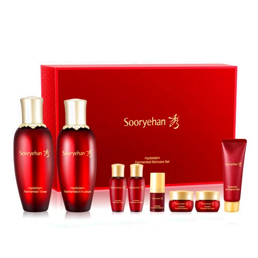 Sooryehan Hyobidam Fermented Skincare Gift Set (13.53 fl oz) - Premium Korean Skin Care for Intense Hydration, Elasticity. Ginseng, Snow Fungus.