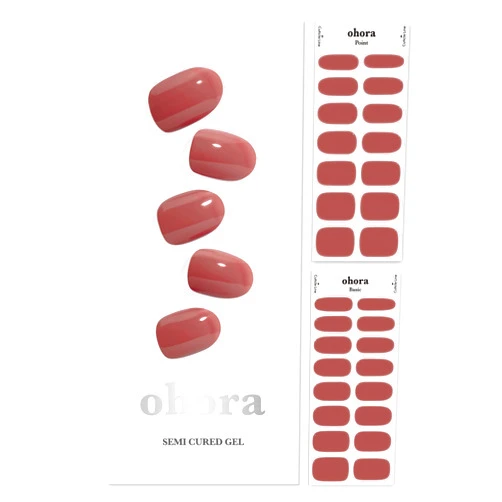 ohora Semi Cured Gel Nail Strips (N Cream Rose) - Brown, Solid, Works with Any UV/LED Nail Lamps, Salon-Quality, Long Lasting - Valentine's Day Gel Nail Wraps, stickers, romantic gift ideas