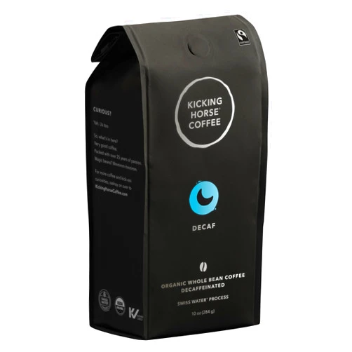 Kicking Horse Coffee, Decaf, Swiss Water Process, Dark Roast, Whole Bean, 10 Oz - Certified Organic, Fairtrade, Kosher Coffee