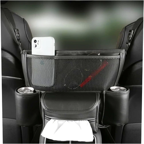 HABONG Car Premium Leather Large Capacity Seat Organizer Car Back Seat Organizer Storage Car Console and Organizer Front Seat Car Tote Holder (Black)