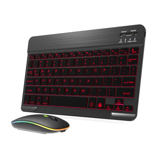 Tayderley Backlit Bluetooth Keyboard and Mouse Combo for iPad Air Pro Mini Tablet iPhone Android Samsung Smartphone Cell Phone Rechargeable Ultra Slim Wireless Keyboard Mouse Portable iPadOS 13 & Above (Black)