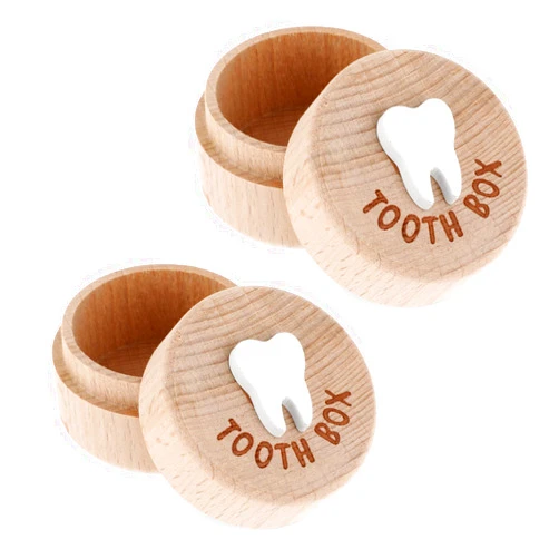 ZEYIYER 2PCS Tooth Fairy Tooth Holder, 3D Carved Wooden Tooth Holder, Tooth Boxes for Lost Teeth, Baby Teeth Keepsake Box, Cute Baby Teeth Keepsake Storage Box