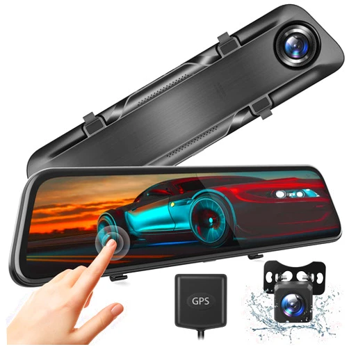 Xlens 12” 2.5K Mirror Dash Cam for Cars, GPS Tracking, Voice Control, Full Touch Screen Rear View Mirror Camera, Waterproof Backup Camera, Super Night Vision