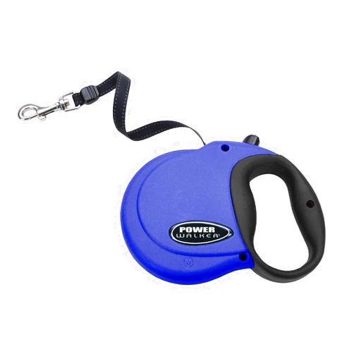 Coastal Pet Power Walker Dog Retractable Leash - Reflective Dog Leash - Stop-and-Release Control Button - Comfort Grip Handle - Blue - Large
