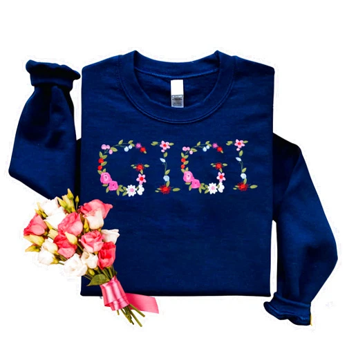 Regamor Embroidery Floral Gigi Sweatshirts For Grandma Gift Sweatshirt From Grandkids Flower Gift Mothers Day Christmas