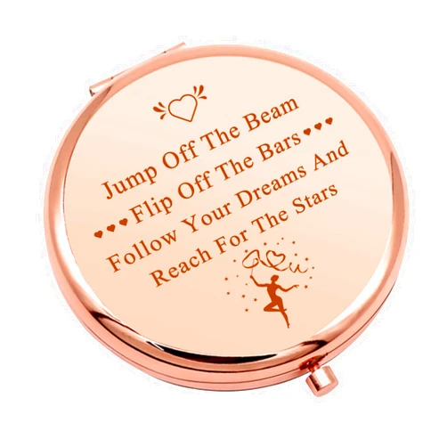 Mwphuy Gymnastics Inspirational Gift for Women Compact Makeup Mirror for Gymnast Gymnastics Present for Girls Gymnastic Lover Present Gymnasts Team Gifts Encouragement Folding Makeup Mirror for Her