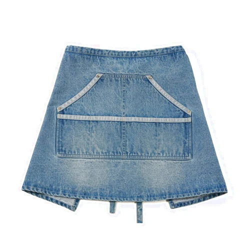 Jeanerlor Denim Waist Apron Acid Washed with Pockets for Women