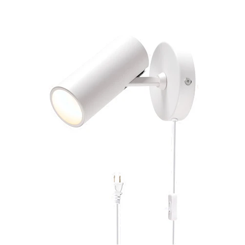 A Aisilan Aisilan LED Adjustable Plug in Wall Spotlight, 12W White Modern Wall Sconce, Directional Uplight with On/Off Switch, Aluminum LED Spot Light of Warm White COB CRI≥97, for Art Floor Ceiling Wall