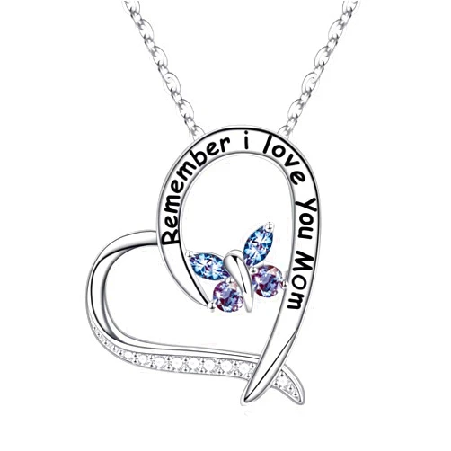 IEFUP Mothers Day Gifts - S925 Sterling Silver Butterfly Necklace for Women Butterfly Birthstone Neckalce Mothers Day Christmas Birthday Gifts for Mom Sister Wife Daughter Nana Grandma