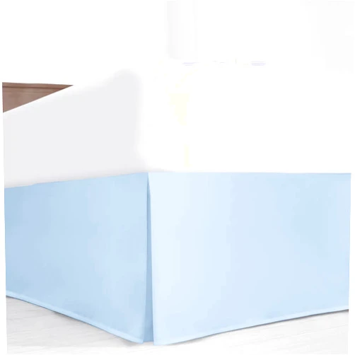SKY BEDDINGS Luxury Pleated Full Bed Skirt with Split Corners - 18 Inch Tailored Drop - Pleated Dust Ruffle - Wrinkle-Free 100% Microfiber - Easy Fit, Soft & Durable - Light Blue