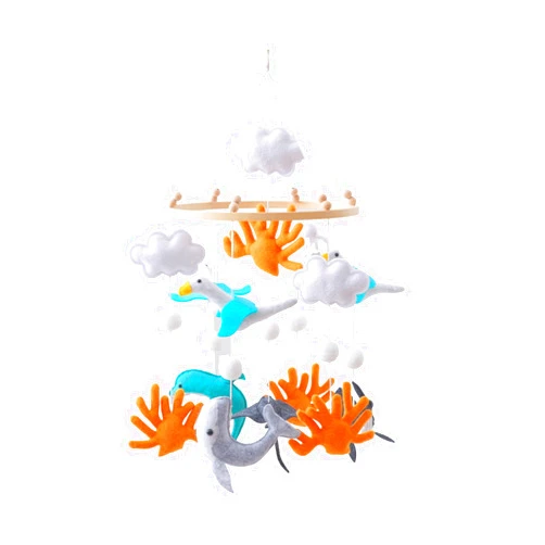 GOODMOM Ocean Nursery Mobile for Boys & Girls Handmade Baby Mobile for Crib with Coral Seagull Dolphin Whale Hawaii Gender-Neutral Crib Mobile Easy Assembly Sturdy Structure Perfect Gift for Newborn