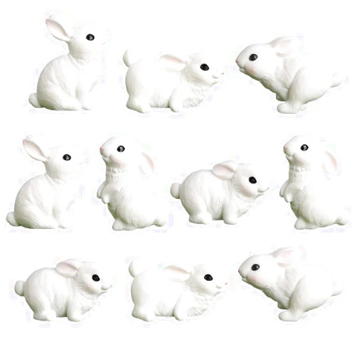 BLAPNK 15pcs Mini Rabbit Animal Figures Toy Easter Egg Cake Toppers, Miniature Rabbit Figurines Fairy Garden Moss Landscape DIY Terrarium Crafts Ornament, Cake Decoration Christmas Birthday Gift