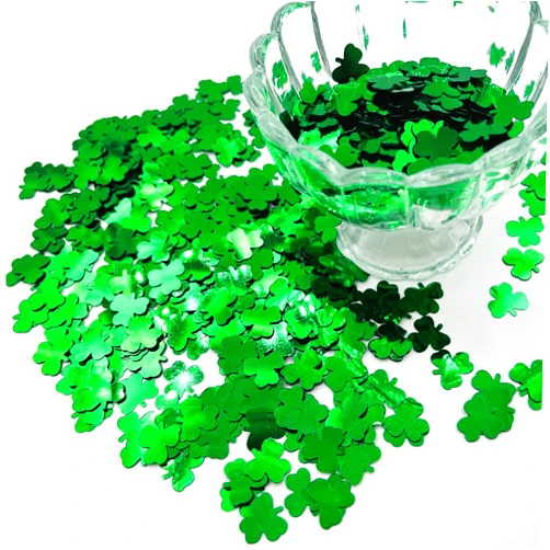 Comemela 3000Pcs Green Confetti Glitter St. Patrick's Day Lucky Clover Shamrock Cutouts Glitter Irish Table Scatters for St. Patrick's Decorations (Green)