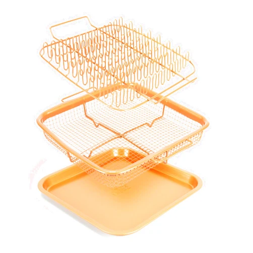 EaZy MealZ Crisping Basket & Tray Set | Air Fry Crisper Basket | Tray & Grease Catcher | Even Cooking | Non-Stick | Healthy Cooking (9
