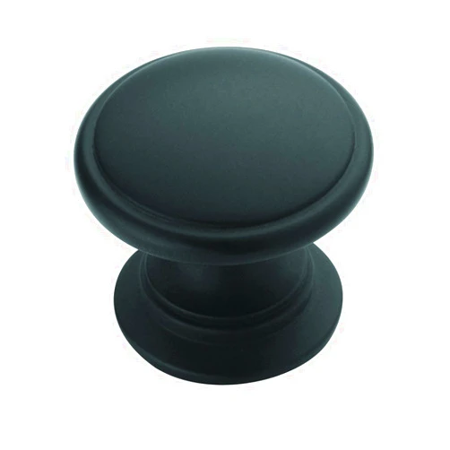 Amerock | Cabinet Knob | Matte Black | 1-1/4 inch (32 mm) Diameter | Ravino | 25 Pack | Drawer Knob | Cabinet Hardware