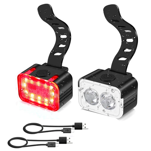 KEAGAR Bike Lights, Rechargeable Bicycle Lights for Night Riding, Super Bright Bicycle Headlight and Taillight Set Accessories Led Mountain Bike Lights Front and Back，IPX6 Waterproof White