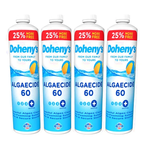 Doheny's Algaecide 60 | Pro-Grade, Metal-Free & Non-Foaming | Prevents All Algae Types | No Stains or Clouding | Safe for Salt, Chlorine & Bromine Pools | Treats 160,000 Gallons | 4 x 40oz (160oz)