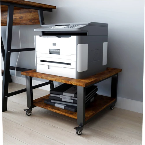 Natwind 2 Tier Laser Printer Stand,19.7''x19.7''x12.6'' Large Printer Table Copier Stand Under Desk,Heavy Duty Rolling Cart with Paper Storage Shelf,Printer Holder on Wheels for Home Office (Retro)