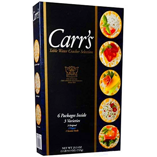 Carrs Carr's Table Water Cracker Selection, 6 Packages of 3 Varieties Inside, 1lb 9.5 oz. Box-SET OF 2