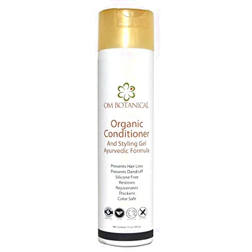 OM Botanical 2-in-1 Hair Conditioner & Styling Gel – Silicone-Free Detangler with Bhringraj & Pumpkin Seed Oil – Organic Aloe, Marshmallow Root & Slippery Elm for Curls & Frizz Control – 12oz