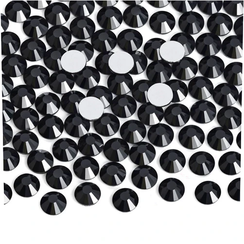 Jollin Glue Fix Crystal Flatback Rhinestones Glass Diamantes Gems for Crafting Nail Art Crafts Decorations Clothes Shoes 4.0mm (ss16 1440pcs, Jet)