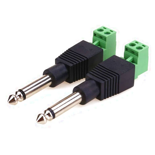 NANYI TS 1/4 Inch Jack, 6.35mm Mono Male Plug for Guitar/Speaker/Microphone Cable That can be Solderless Screw - 2 Pack