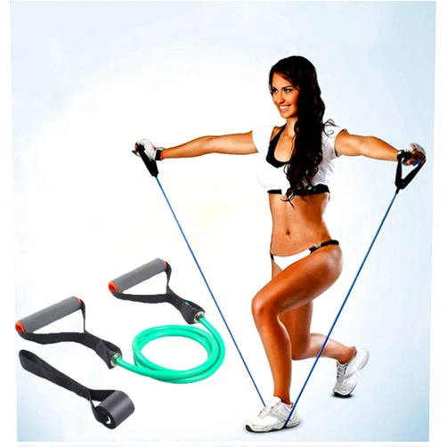 NANQUAN TOCO FREIDO Single Resistance Exercise Band with Comfortable Foam Handles and Door Anchor, Exercise Tube for Home Workouts,Yoga, Gym, Pilates, Stretching, Fitness Training (10-15lbs)