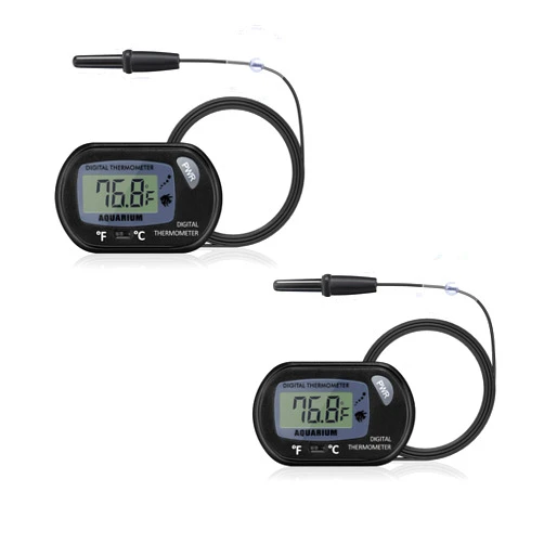 DaToo Aquarium Thermometer with Large LCD Display Fahrenheit/Celsius(℉/℃) Fish Tank Thermometer for Aquarium Reptile Terrarium Digital Water Thermometer with Suction Cup(2 Pack)