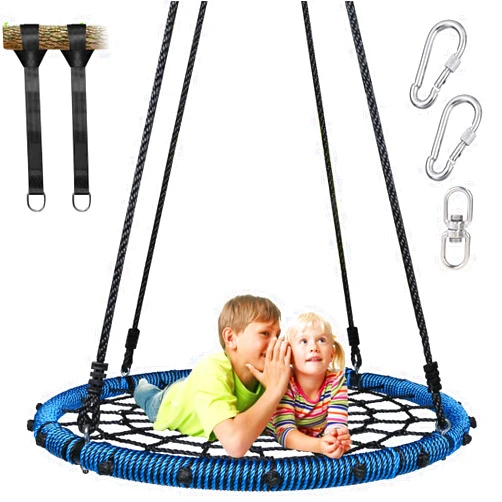 Trekassy Spider Web Tree Swing 45 inch for Kids Adults with Swivel, Steel Frame and Adjustable Ropes-Blue