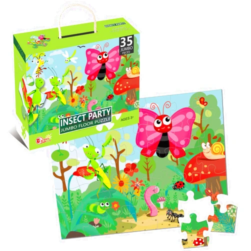 JZMDEDR Jumbo Floor Puzzle for Kids Insect Party Jigsaw Puzzles 35-Piece Ages 3-5，Preschool Learning Development Toys Large Floor Puzzle for Toddlers&Kids Ages 4-8 Years Old (2 x 1.4 Feet)