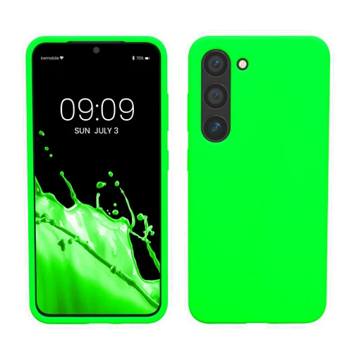 kwmobile Case Compatible with Samsung Galaxy S23 Case - TPU Silicone Cover - Works with Wireless Charging - Neon Green